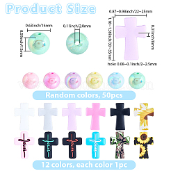 12 Stück 12 Farben Kreuz-Silikon-Fokalperlen&nbsp;SIL-BM0001-05