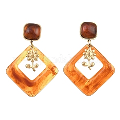 Pendientes colgantes de acero inoxidable 304 y resina para mujer&nbsp;SA-CBA717A-01G-05