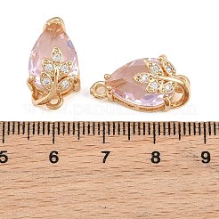 Breloques de connecteur en laiton micro pavé de zircone cubique transparente&nbsp;CU-CBA7392-13G-02