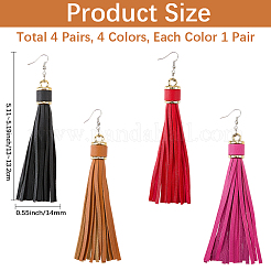 Boucles d'oreilles pendantes à pompons en cuir PU&nbsp;EJEW-CL0001-02A