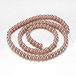 Chapelets de perles en hématite synthétique sans magnétiques&nbsp;G-P194-01-4mm-02