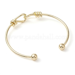 Bracelets de manchette en laiton avec nœud en forme de goutte d'eau&nbsp;BJEW-D039-42G