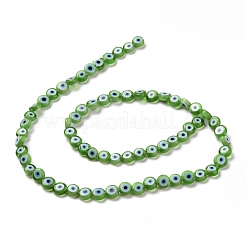 Handmade bösen Blick lampwork flache runde Perle Stränge&nbsp;LAMP-L058-6mm-19