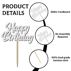 Decorazioni per torte in carta e paillettes glitterate con bastoncino di bambù&nbsp;DIY-WH20087-002