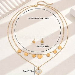 Elegante Vintage-Sets aus Edelstahl mit herzförmigen Ohrsteckern und doppellagiger Halskette für Damen&nbsp;AW6006