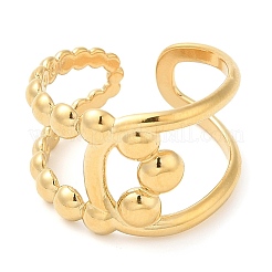 Anillo de puño abierto con nudo hueco de acero inoxidable 304 para mujer&nbsp;RJEW-I098-29G