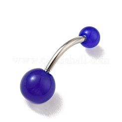 10 bilanciere curvo con perline rotonde in acrilico luminoso&nbsp;AJEW-G041-01P
