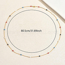 Collares largos de cadena de serpiente de latón con cuentas ovaladas de colores para uso diario&nbsp;GI2691