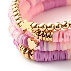 Set di bracciali elastici in ematite sintetica e argilla polimerica con perline heishi&nbsp;BJEW-JB07380