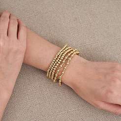 5 Stück runde Stretch-Armbänder aus Messingperlen für Damen&nbsp;BJEW-SW00151