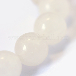 Chapelets de perle ronde en jade blanc naturel&nbsp;X-G-E334-8mm-13