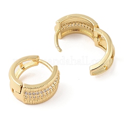 Boucles d'oreilles créoles en laiton plaqué micro pavé de zircone cubique claire pour femmes&nbsp;EJEW-G394-04B-G