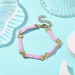 Braccialetti con catena a maglie rettangolari intrecciate in poliestere cerato&nbsp;BJEW-JB10000-02