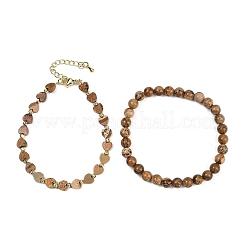 Armband-Set aus natürlichen und synthetischen Edelsteinperlen für Damen&nbsp;BJEW-G752-02G