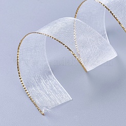 Ruban organza polyester&nbsp;ORIB-WH0004-01A
