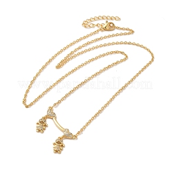 Collane con ciondolo in ottone micro pavé di zirconi cubici trasparenti per ragazze e ragazzi per San Valentino&nbsp;NJEW-K381-01A-G