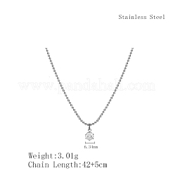 Colliers à pendentif ronds simples en acier inoxydable avec zircone cubique transparente pour un usage quotidien pour femmes&nbsp;TJ1093-1