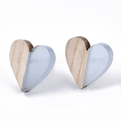 Orecchini a bottone in resina trasparente e legno&nbsp;EJEW-N017-002A-D01