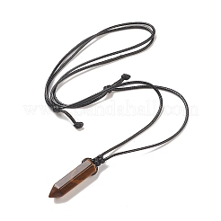Collana con ciondolo proiettile occhio di tigre naturale con cordini cerati per donna&nbsp;NJEW-M196-02A