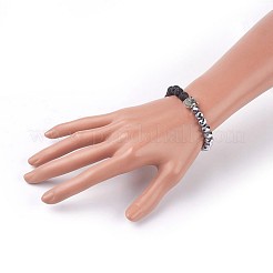 Galvanikglas & Stretch-Armbänder aus natürlichem Lavastein&nbsp;BJEW-JB04016