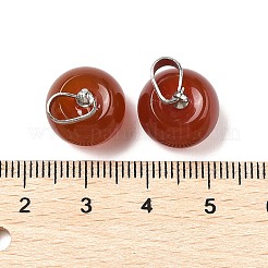 Dijes de manzana de cornalina natural (teñidos y calentados) con broches de presión de latón&nbsp;G-L614-D02