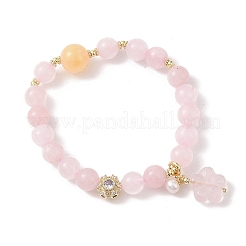 Braccialetti elasticizzati rotondi con perline di quarzo rosa naturale&nbsp;BJEW-C068-03G
