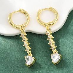 Orecchini pendenti a cerchio in ottone con micro pavé di zirconi cubici&nbsp;KK-CBA8324-07G-02