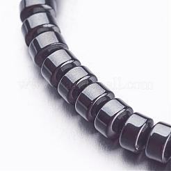 No magnéticos hematites rebordeado pulseras del estiramiento sintético&nbsp;BJEW-F228-01