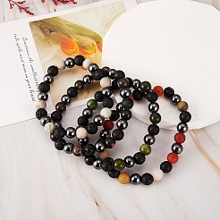 4 stücke 4 stil natürliche edelstein runde perlen stretch armbänder set&nbsp;BJEW-SZ0002-19