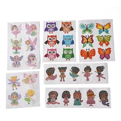 Kit di adesivi per pittura diamante fai da te con gufo e farfalla e ragazza e fiore per bambini&nbsp;DIY-O016-22