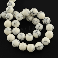Sintetico della pietra preziosa turchese fili tallone rotondo&nbsp;LS-TURQ-R035-8mm-05