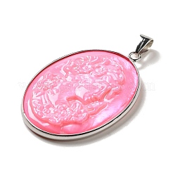 Pendentifs camée en coquillage blanc naturel teint pour femme&nbsp;KK-F868-01P-02