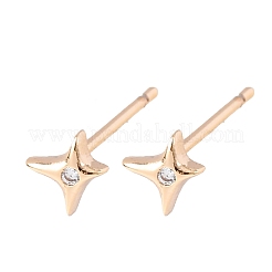 Boucles d'oreilles en laiton micro pave étoile zircone cubique transparente&nbsp;EJEW-L278-06G