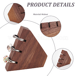 Anzeigeplatte für Fingerringe aus Holz mit 3 Schlitz&nbsp;RDIS-WH0009-018