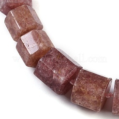 Collares de cuentas graduadas con prismas hexagonales de cuarzo fresa natural para mujeres y hombres&nbsp;NJEW-K388-03U