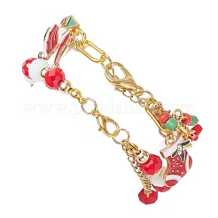 2 stücke 2 arten weihnachten thema legierung emaille charme armbänder & eisen büroklammer kette armbänder sets&nbsp;BJEW-JB12443-04