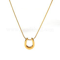 Stilvolle Halsketten aus 304 Edelstahl mit U-förmigem Hufeisenanhänger und runder Schlangenkette für Damen&nbsp;LH2412