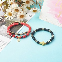 Ensembles de bracelets extensibles en perles d'argile polymère faites à la main&nbsp;BJEW-JB06559