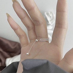 925 verstellbarer Fingerring aus Sterlingsilber mit runden Perlenketten für Damen&nbsp;FS-WGBA7E8-01