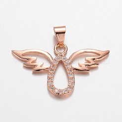 Micro en laiton ange ouvrent pendentifs de zircons&nbsp;ZIRC-F011-28-FF