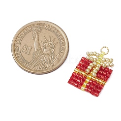 Pendentifs cadeaux de Noël en perles de verre&nbsp;PALLOY-MZ00899-01