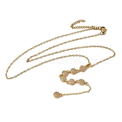 Colliers pendentif géométriques en laiton sertis de micro-pavés de zirconiums cubiques transparents et à pompons&nbsp;NJEW-P350-01A-G
