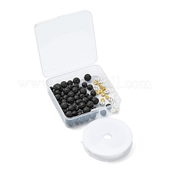 76 runde Perlen aus natürlichem Lavagestein für die Herstellung von DIY-Armbändern&nbsp;DIY-FS0002-01