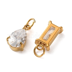 4 pendentif en acier inoxydable 304 et verre&nbsp;GL-CBAC8BB-01G-04