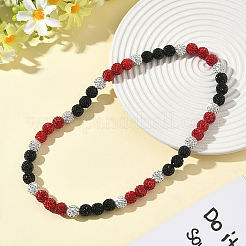 1 collana elasticizzata con perline rotonde e strass in argilla polimerica&nbsp;NJEW-SP0001-14B