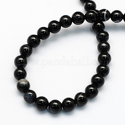 Natürliche schwarze Linie Achat runde Perlen Stränge&nbsp;G-S155-6mm