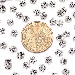 Antik versilbert Tibet Silber 5-Blütenblatt Blüte Perlenkappen&nbsp;X-LFH10006Y