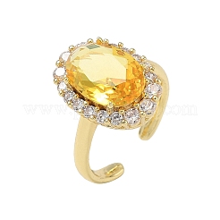 Bagues ouvertes en laiton avec micro pavé de zircones cubiques pour femmes&nbsp;RJEW-L343-17G