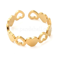 Anelli polsino aperto in acciaio inossidabile 304 a cuore cavo per donna&nbsp;RJEW-N048-09G