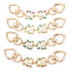 4 pieza de correa para bolso con eslabones en forma de corazón de aleación esmaltada con forma de gato en 4 colores&nbsp;AJEW-TAC00035